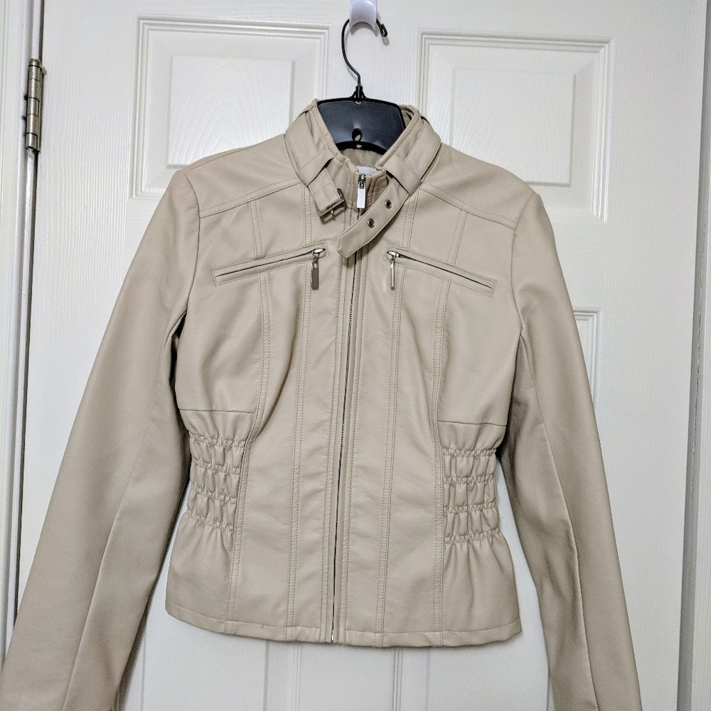 Tan faux leather jacket
